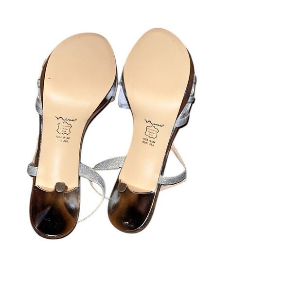 Nina Elegant Silver Strappy Sandals Size 9 1/2 M - Picture 5 of 6